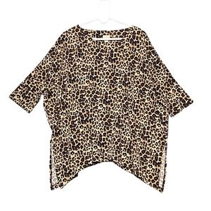 Chico's Women's Size 1/US M Leopard Print‎ Oversized Dolman Sleeve Tunic Top
